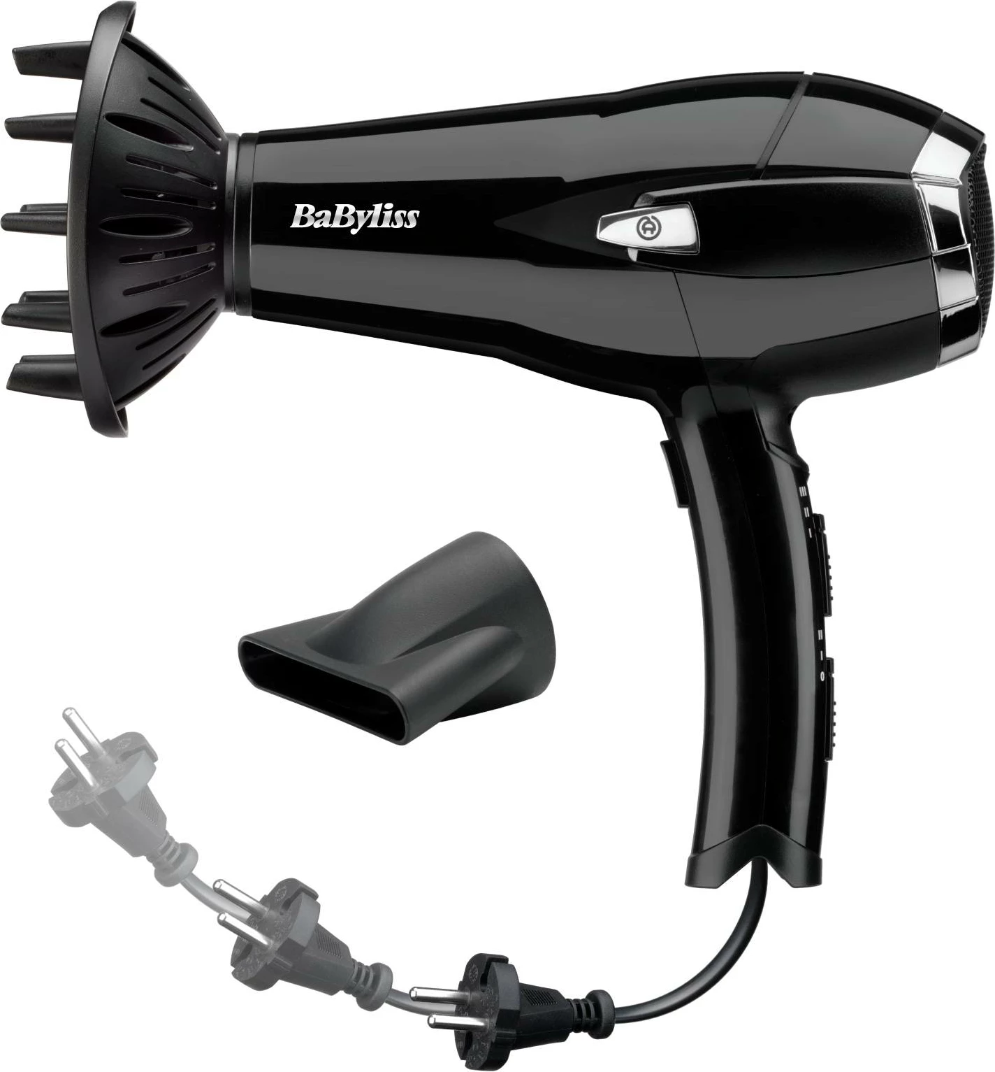 Tharëse flokësh BaByliss D374DE 2000W me difuzer, jonizim, teknologji qeramike, e zezë