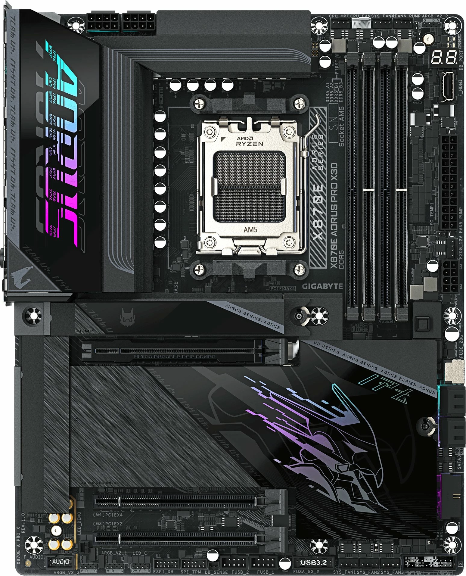 Pllakë amë Gigabyte X870E AORUS PRO X3D, ATX, DDR5, Wi‑Fi 7, 5GbE, PCIe 5.0, e zezë, me antenë WiFi