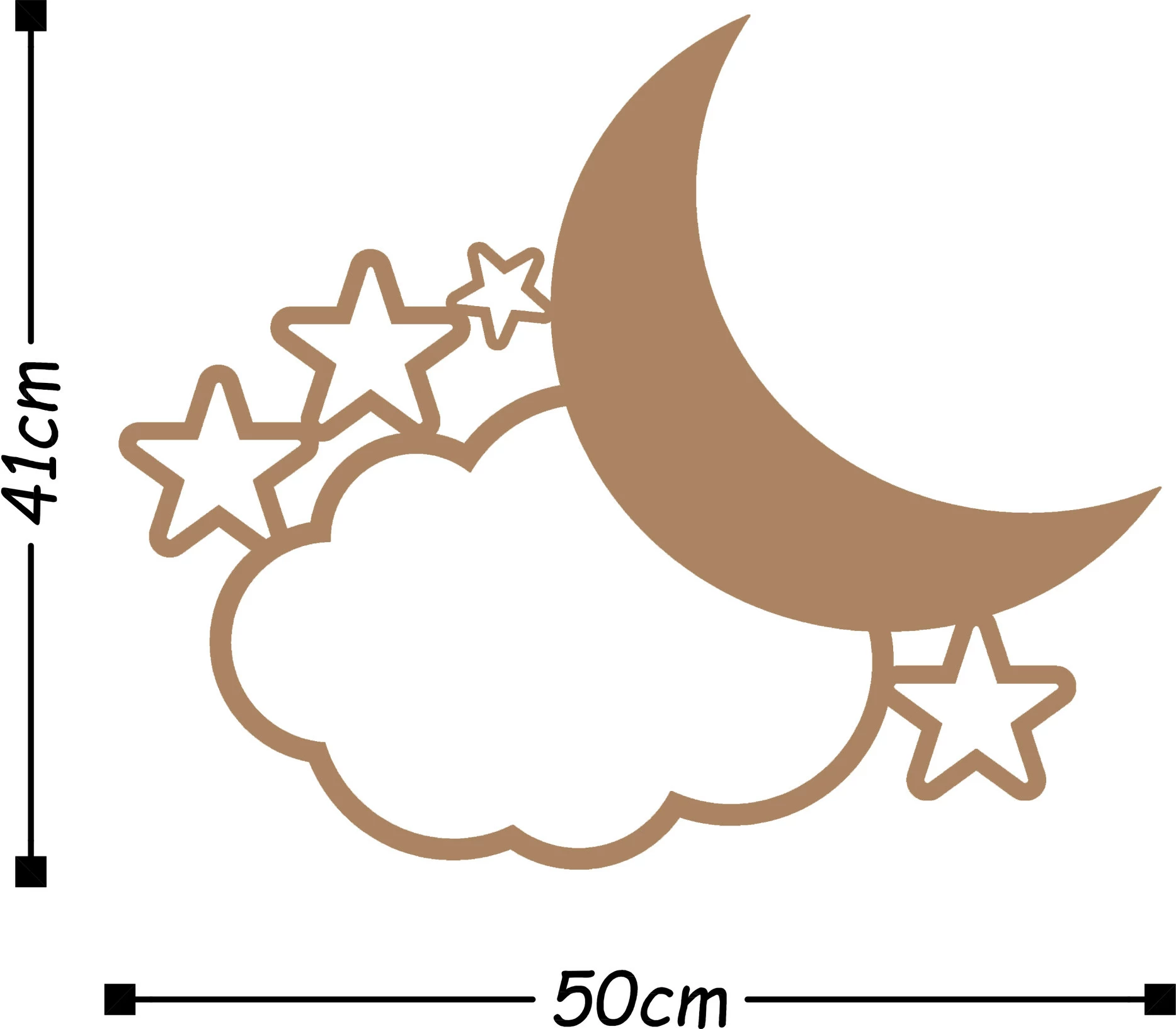 Aksesor dekorativ metalik për mur, Wallity, Night 2, ngjyrë bakri