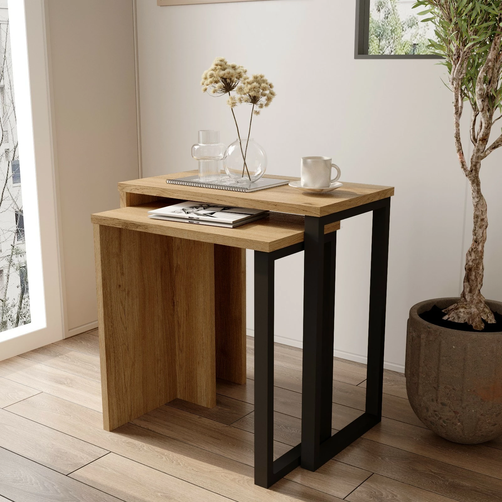 Set tavolinash të mbivendosura Hanah Home, On7-Su, 2 copë