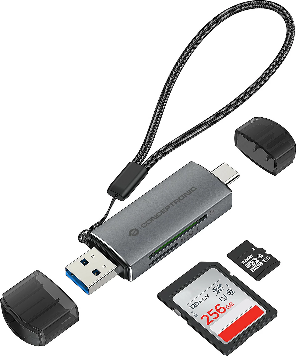 Lexues kartelash Conceptronic USB 3.2 Gen1 USB-A/USB-C, SD/microSD, 5Gbps, gri