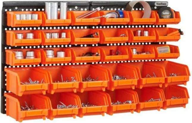 Organizator muri për punëtori VonHaus 3500286, 30 copë, plastikë rezistente, portokalli