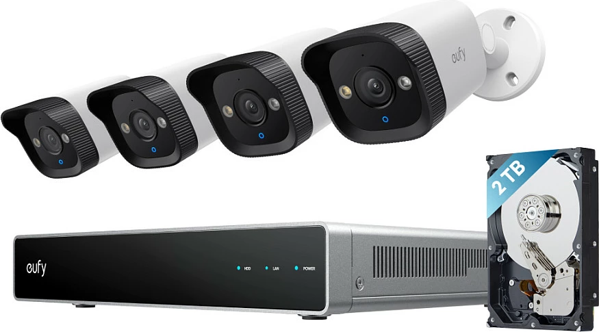 Sistem sigurie NVR Eufy E40, 8 kanale, 4K UHD, HDD 2TB (deri 16TB), PoE, zi/gri/bardhë