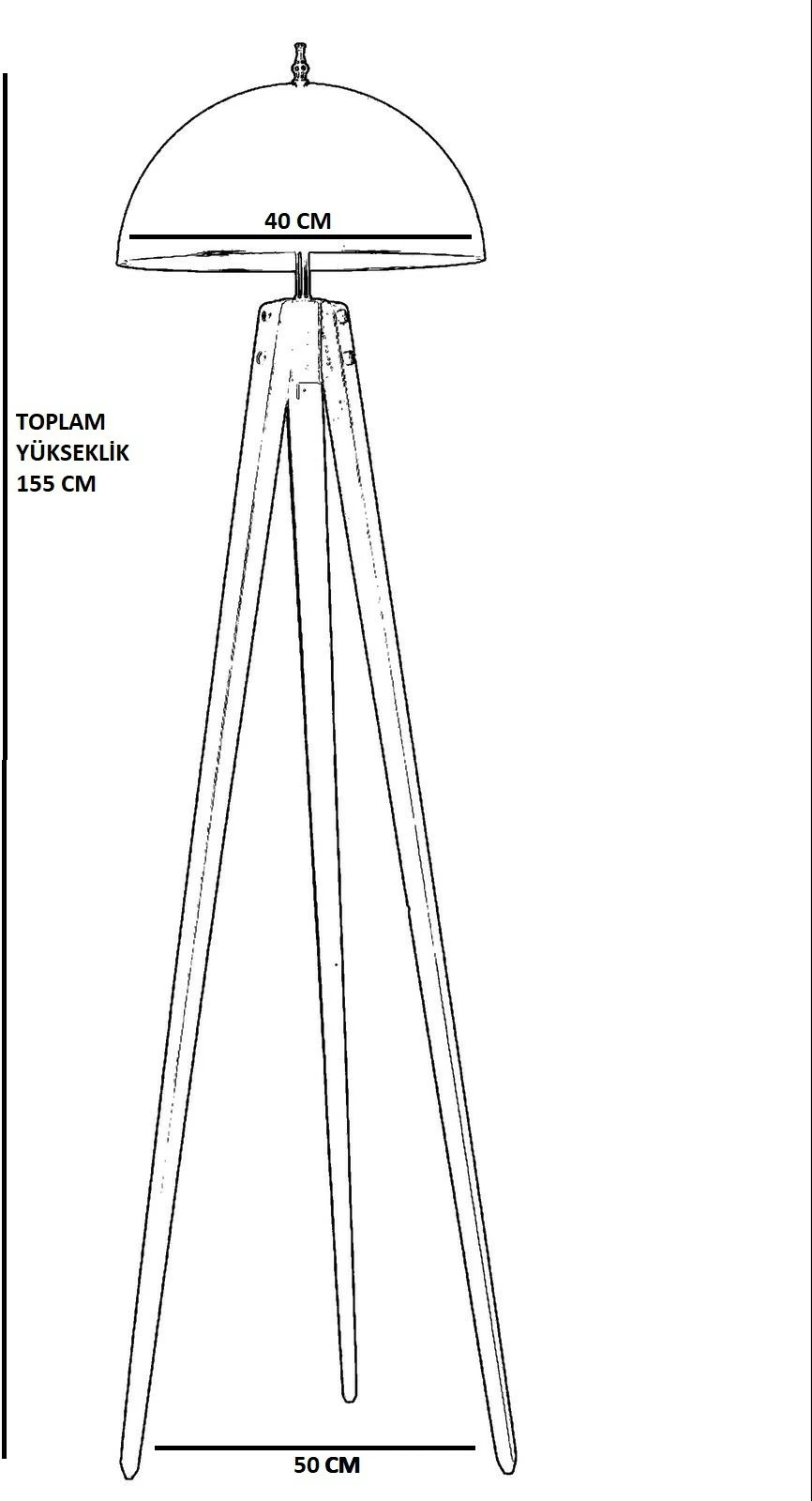 Llambë dyshemeje Opviq, tripod, e zezë, retro, e madhe