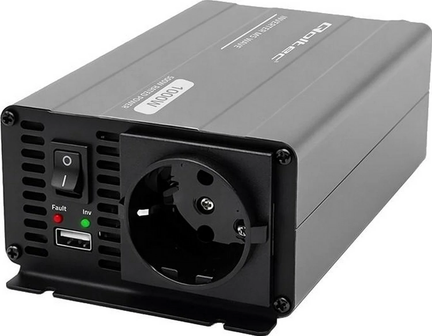 Inverter makinës Qoltec MS Wave 12V në 230V, 500/1000W, USB, hiri