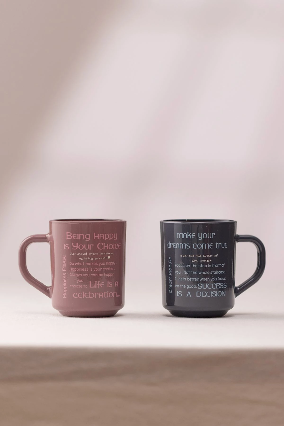 Set gotash prej qelqi, 2 copë, Hermia Concept, motivuese, ngjyrë fume & damson