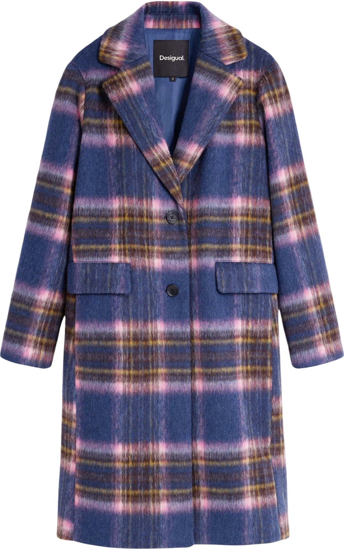Pallto për femra Desigual CHAQ_CHECKERED 26WWEW30, e kaltër [Madhësia: XS]