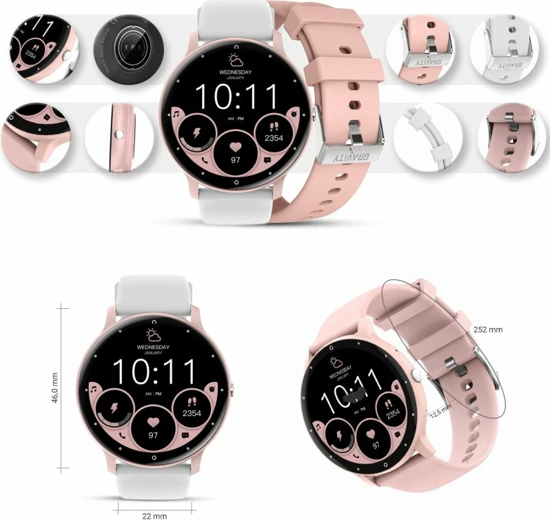 Smartwatch Gravity për femra, rozë