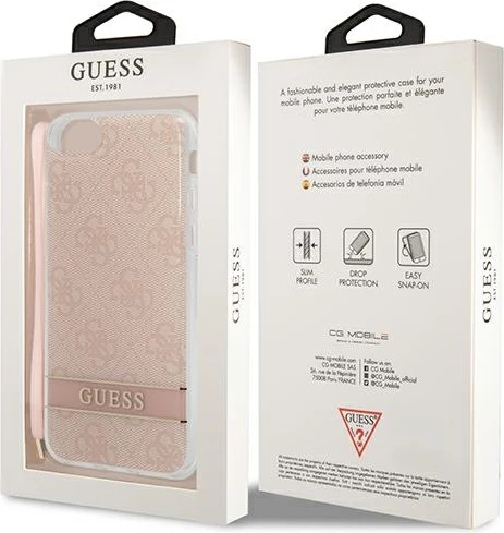 Mbështjellës Guess 4G Print Strap për iPhone SE 2022/SE 2020/7/8, rozë