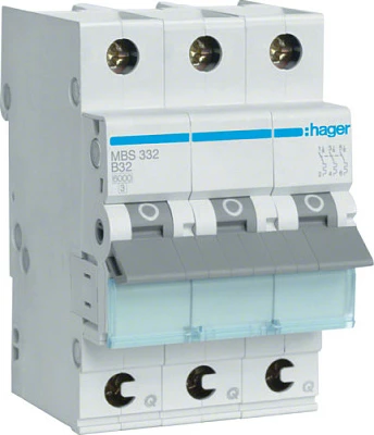 Siguresë automatike Hager MBS332, 3-pol, B-32A, 6kA, QuickConnect, bardhë/gri