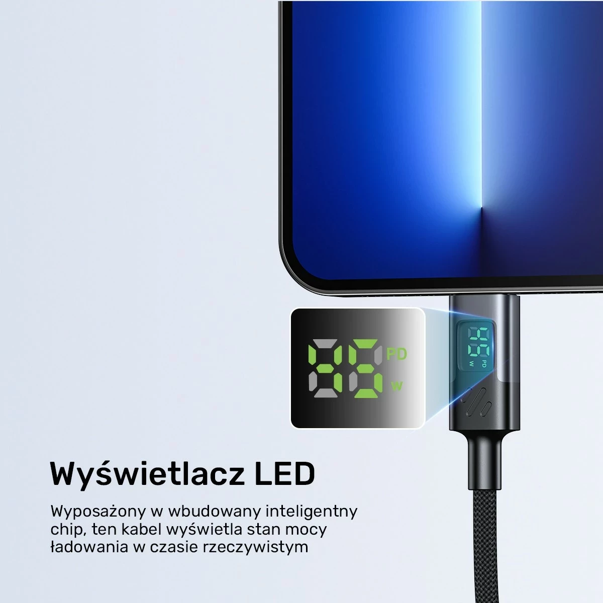 Kabllo USB-C Unitek USB-C/USB-C, 1m, 60W, me ekran, e zezë