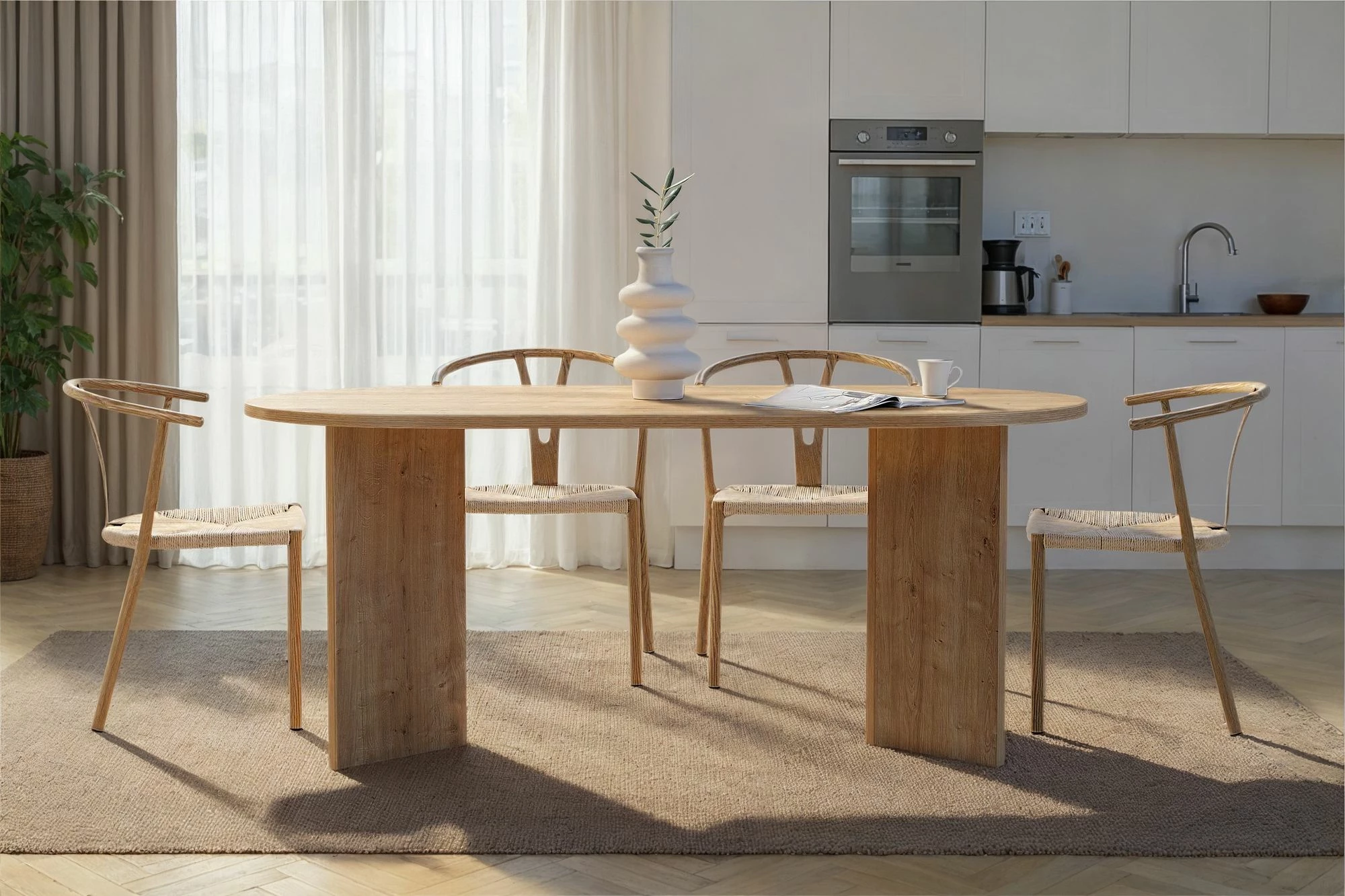Tavolinë ngrënieje Nordure, ngjyrë lis Sapphire Oak