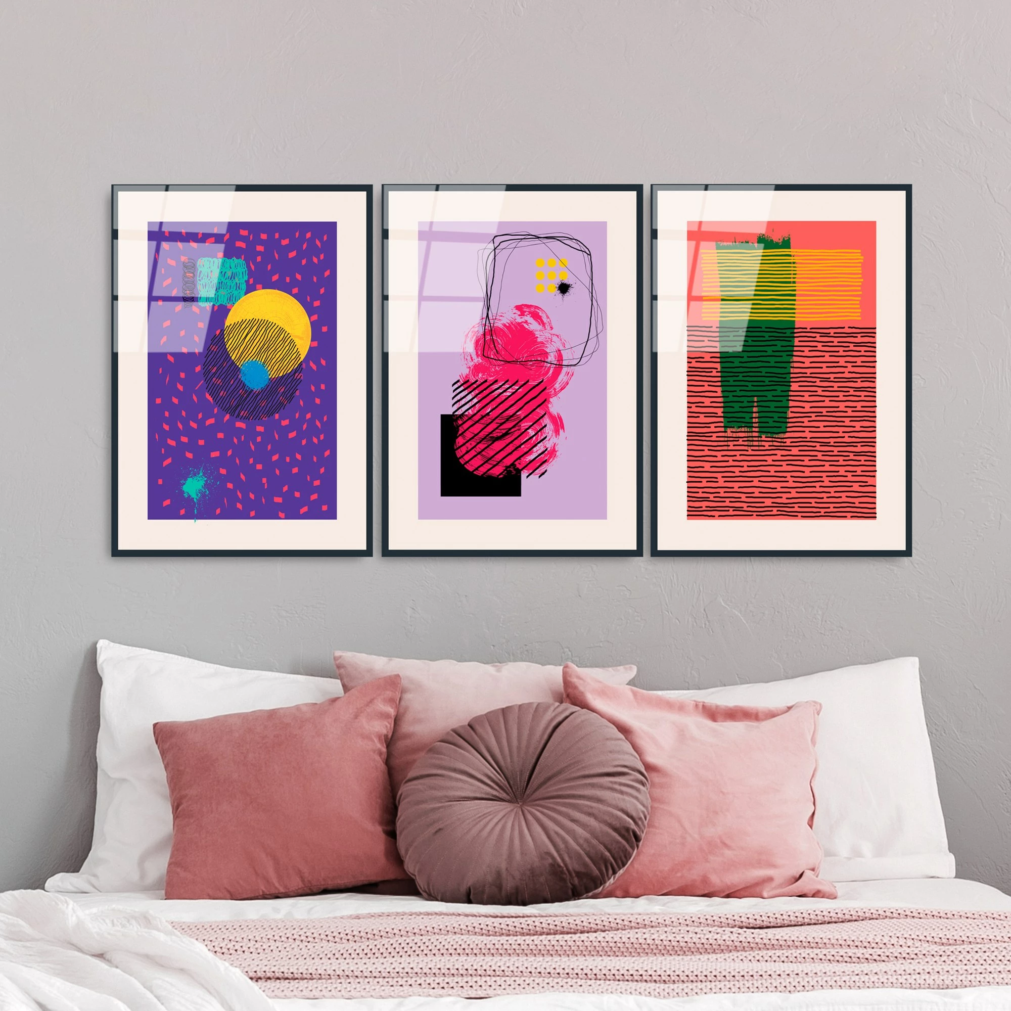 Pikturë dekorative xhami e temperuar (3 copë), Wallity, UV-940, 45x65 cm