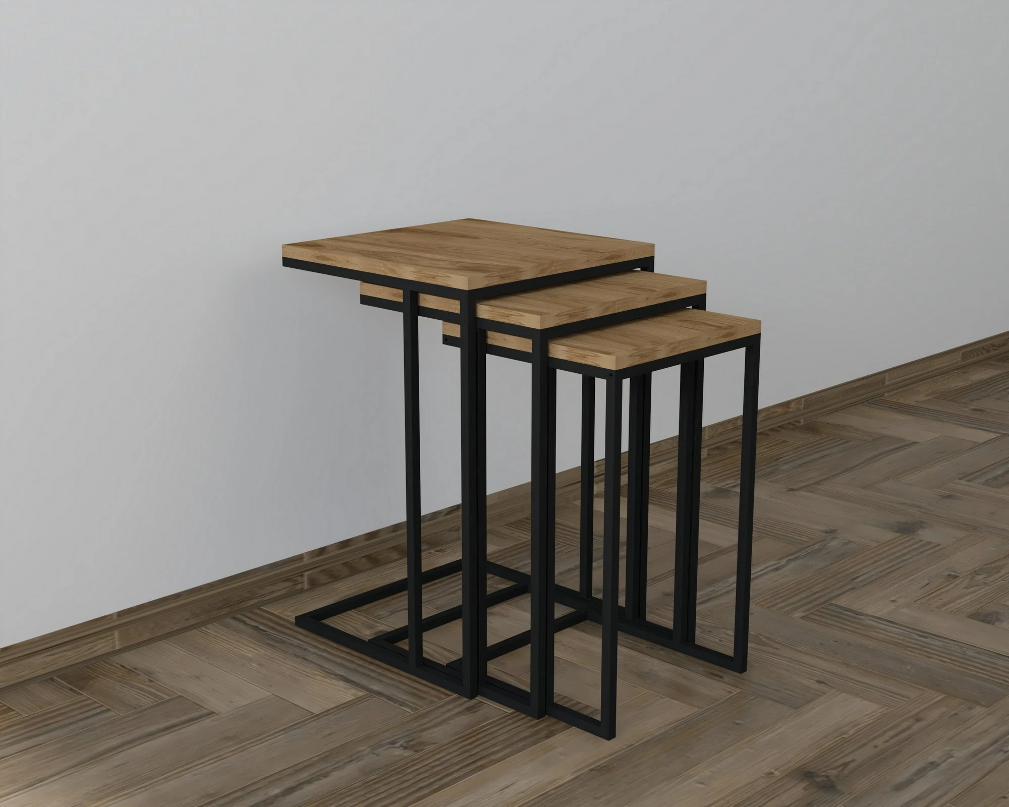 Set tavolinash ndihmëse Hanah Home, 3 copë, ngjyrë e zezë dhe oud