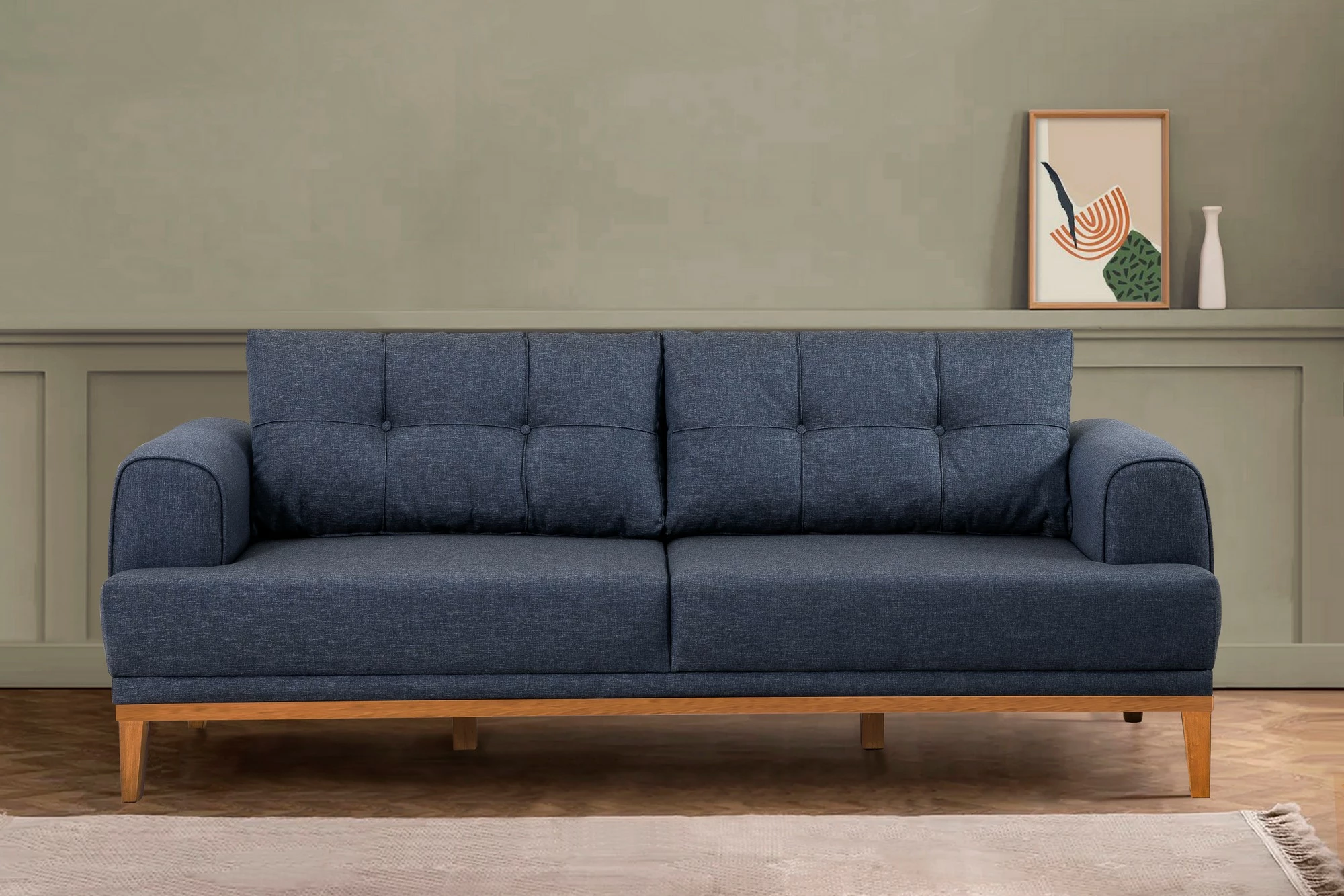 Set divanësh Atelier del Sofa, Vina, ngjyrë kaltër e errët, këmbë druri Atlantic Pine