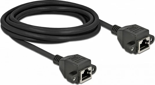 Kabllo zgjatëse rrjeti DeLOCK Cat6a S/FTP RJ45 femër-femër 3 m, e zezë