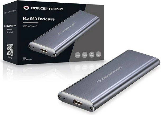 Kasë eksterne SSD Conceptronic M.2 B-Key/B+M-Key, USB-C (USB 3.2 Gen 1), 10 Gbit/s, gri