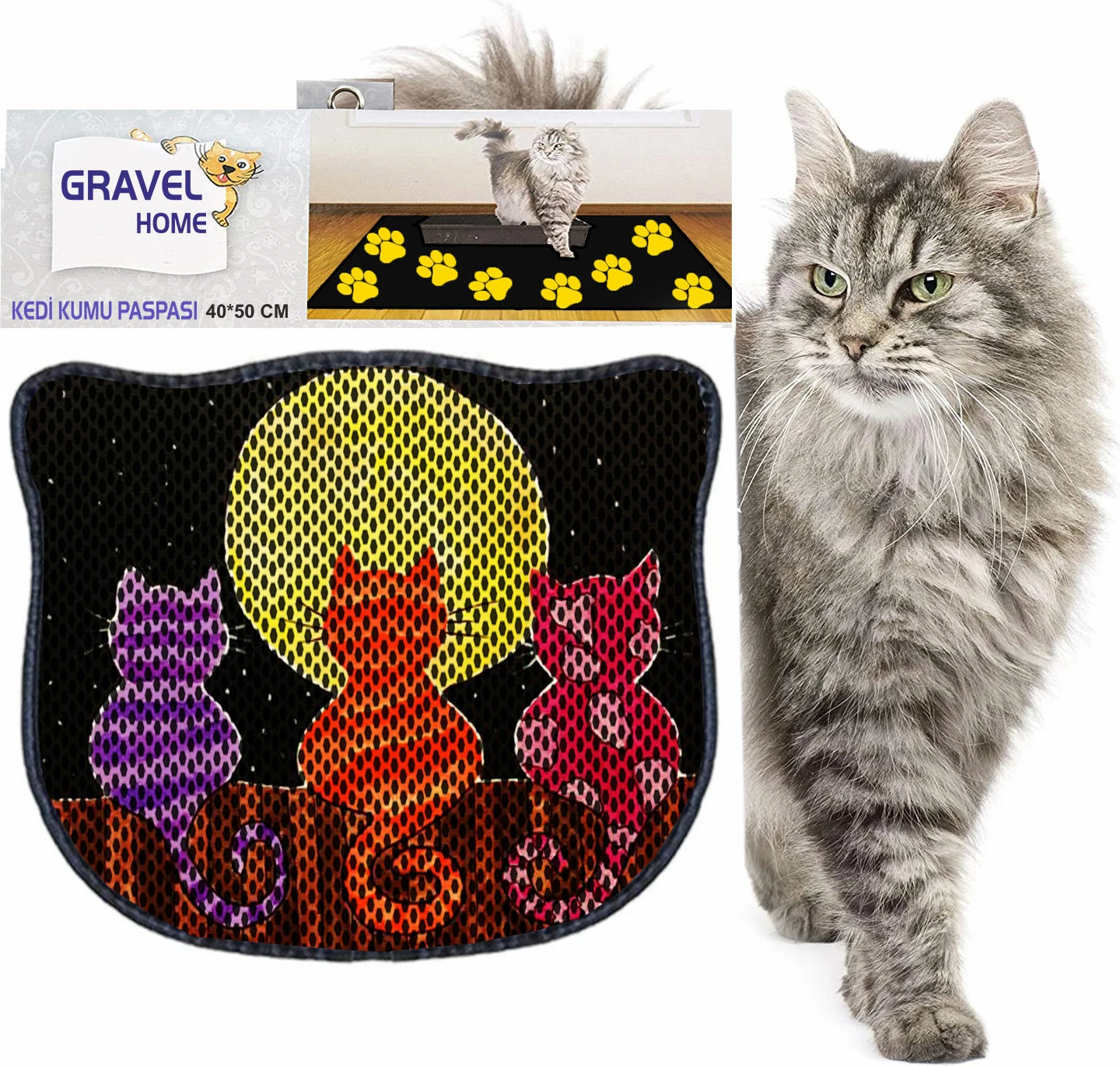 Tapet për rërë të maceve, shumëngjyrësh, Paws & Whiskers, Kdkafa0107