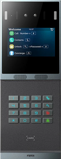 Video interfon dere Fanvil i66, ekran 4", 2MP, PoE, IP66, njohje fytyre, i zi/gri
