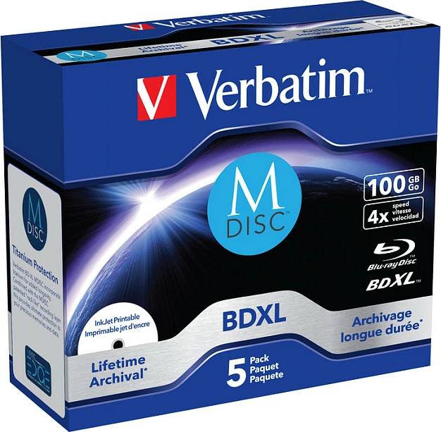 Disk Blu-ray Verbatim M-Disc BD-R BDXL, 100GB, 4x, 5 copë