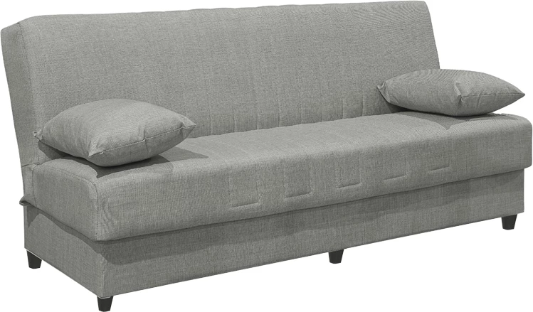 Divan trefishtë me hapësirë ruajtëse, ngjyrë gri e lehtë, 190x75x85cm