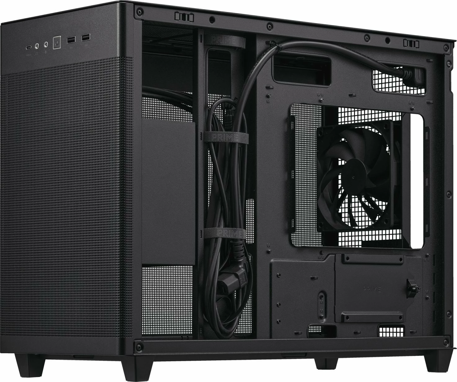 Kasë Asus Prime AP201 (90DC00G0-B39000) Micro-ATX/Mini-ITX Mini Tower, USB Type-C, pa furnizues rryme, e zezë