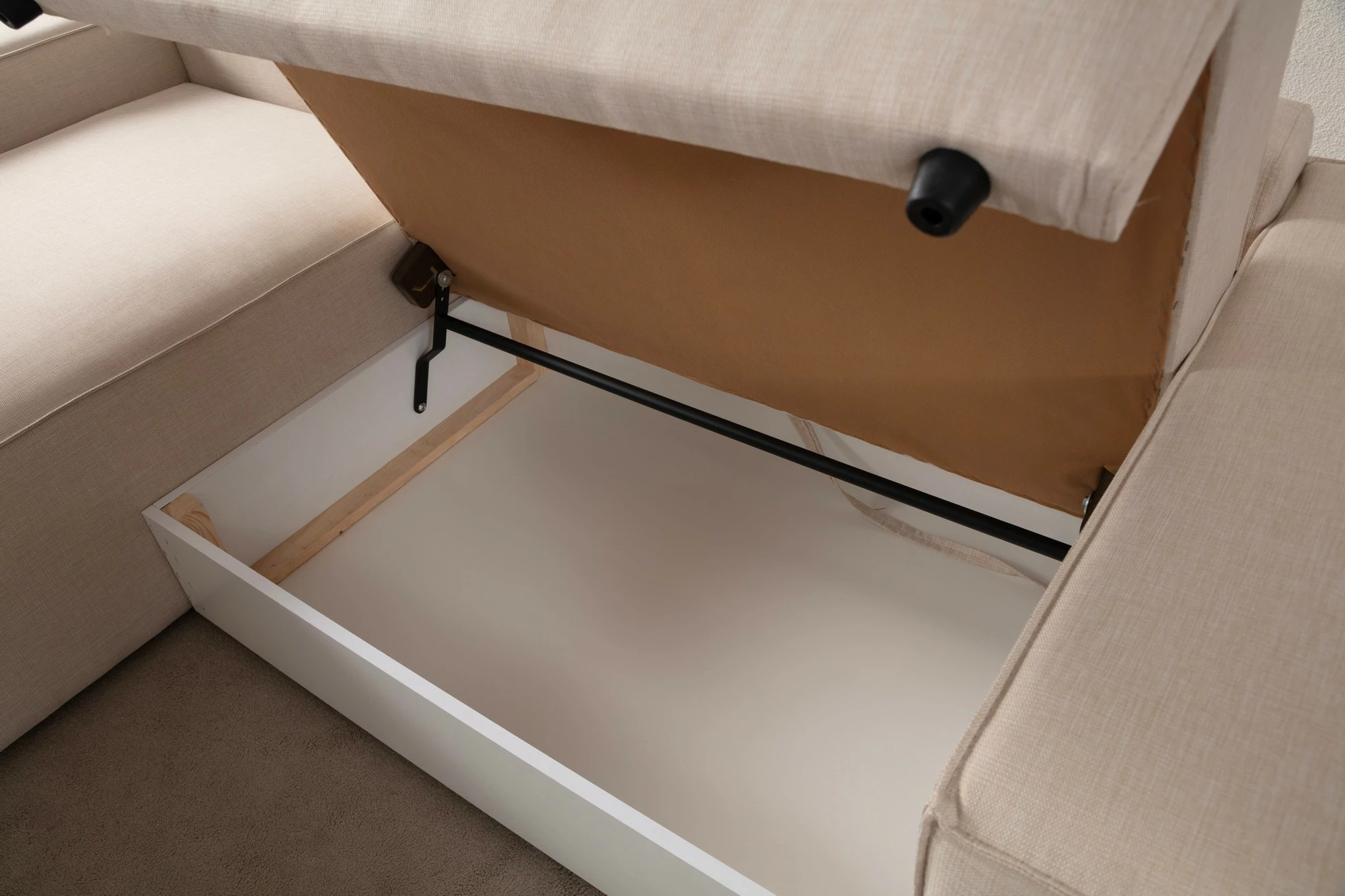 Kënd divan-krevat Atelier del Sofa, model Pırlo kënd i majtë, ngjyrë ecru