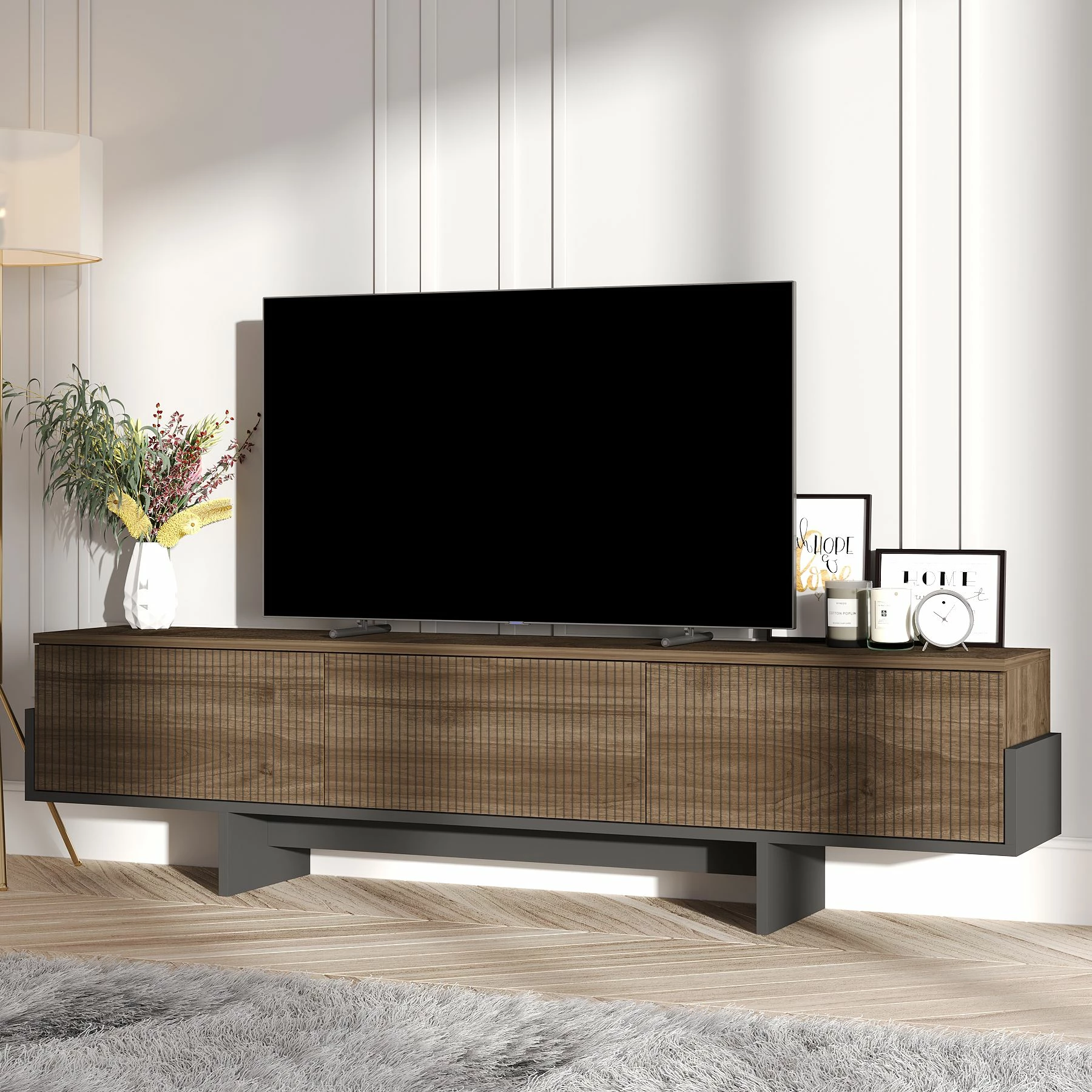 Komodë TV Skye Decor, Hege, ngjyrë arre, e zezë