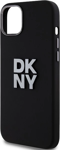 Mbështjellës DKNY Liquid Silicone Metal Logo për iPhone 15/14/13, i zi