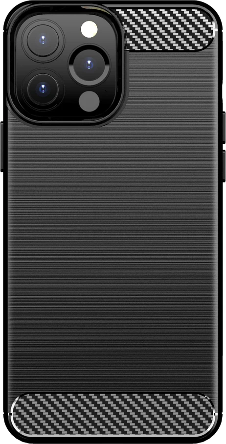 Mbështjellës Hurtel Carbon Case për iPhone 13 Pro Max, TPU, i zi