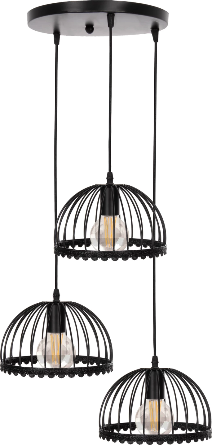 Llambë varëse tavani, FH4086, 3 drita, kapakë metalikë si ombrella, Φ22x123Hcm