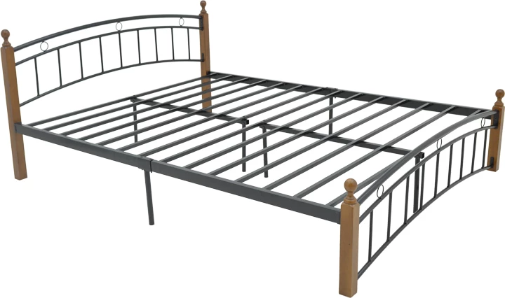 Krevat queen size Clarive ngjyrë arre dru-metal i zi 160x200cm