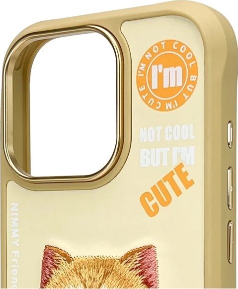 Mbështjellës Nimmy Cool&Cute 2.0 Cat për iPhone 16 Pro Max 6.9", hardcase, TPU/PC, me zinxhir 3D Khaki