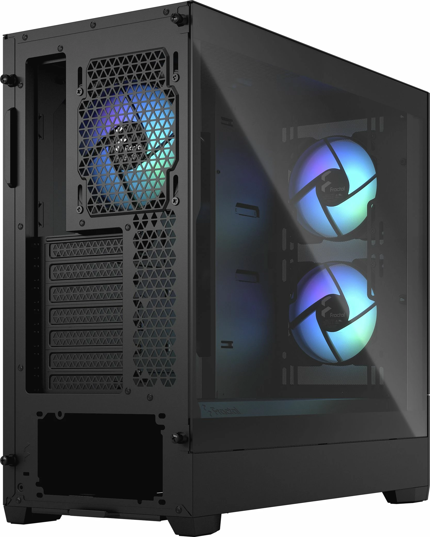 Kasë Fractal Design Pop Air RGB TG FD-C-POR1A-06 Midi Tower ATX me xham të temperuar, 3x120mm RGB fan, e zezë