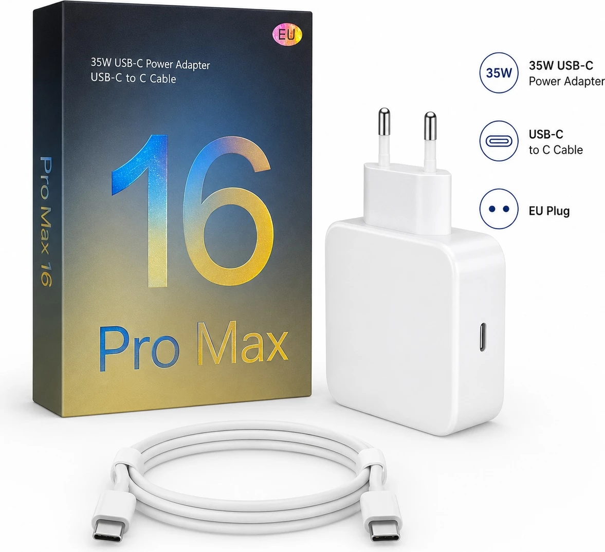Karikues 35W USB-C për iPhone 16 Pro Max me Kabllo USB-C to USB-C