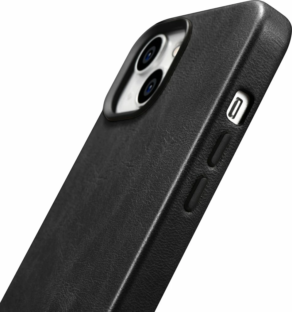 Mbështjellës iCarer Oil Wax Premium Leather për iPhone 14 Plus me MagSafe, i zi