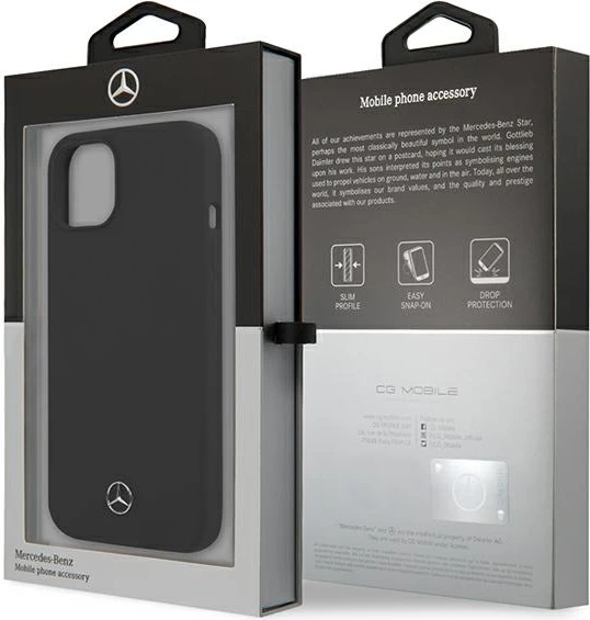 Mbështjellës Mercedes Silicone Line për iPhone 13 mini, 5.4", i zi
