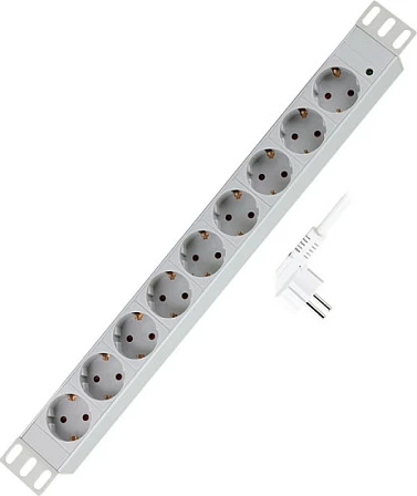 Shirit prizash LogiLink PDU 19", 9 priza, gri e çeltë