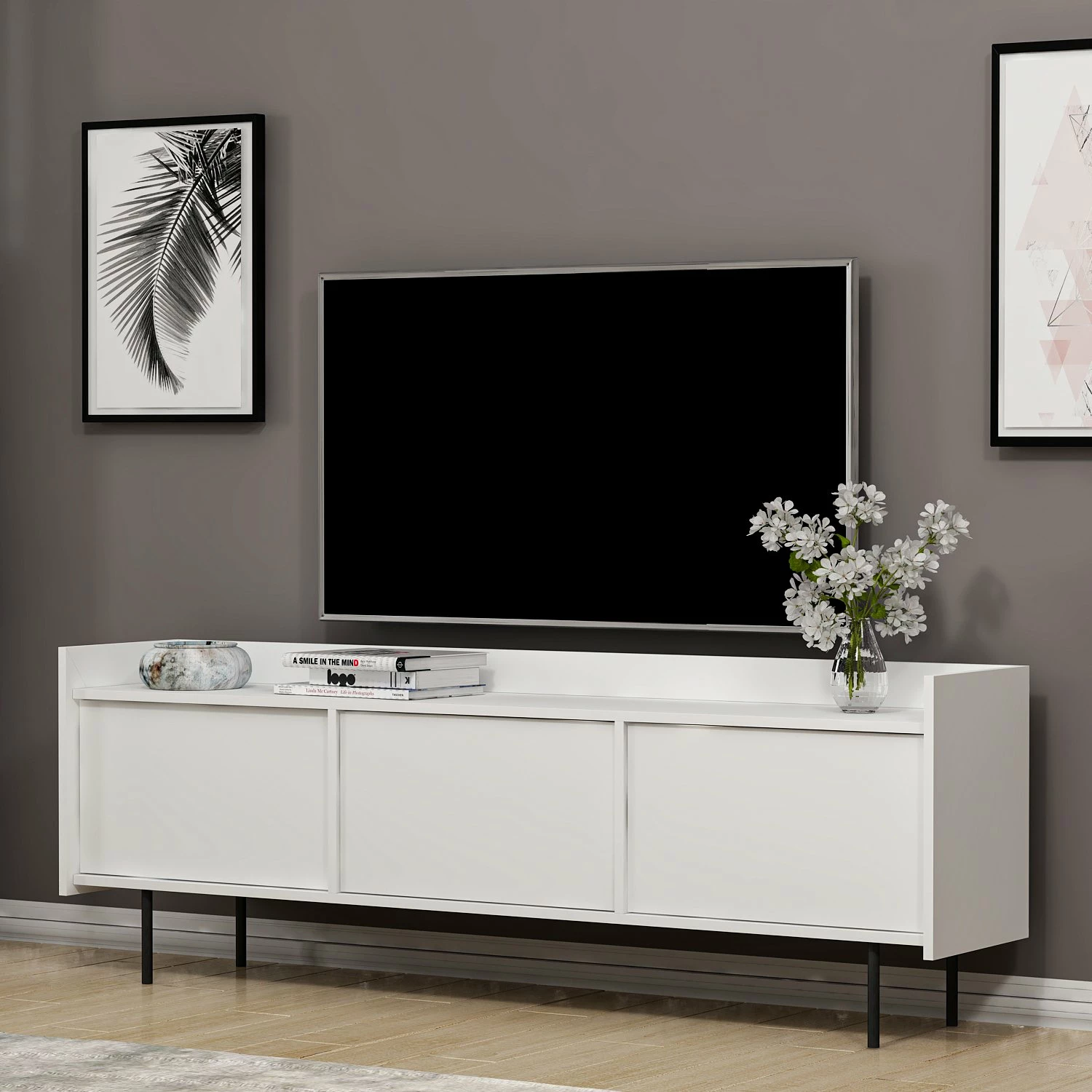 Komodë TV Hanah Home, Atlas, e bardhë