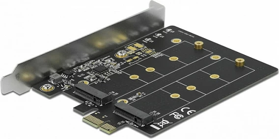 Kartelë zgjerimi PCIe DeLOCK 90432, 2x M.2 SATA (B-Key), PCIe 3.0, e zezë