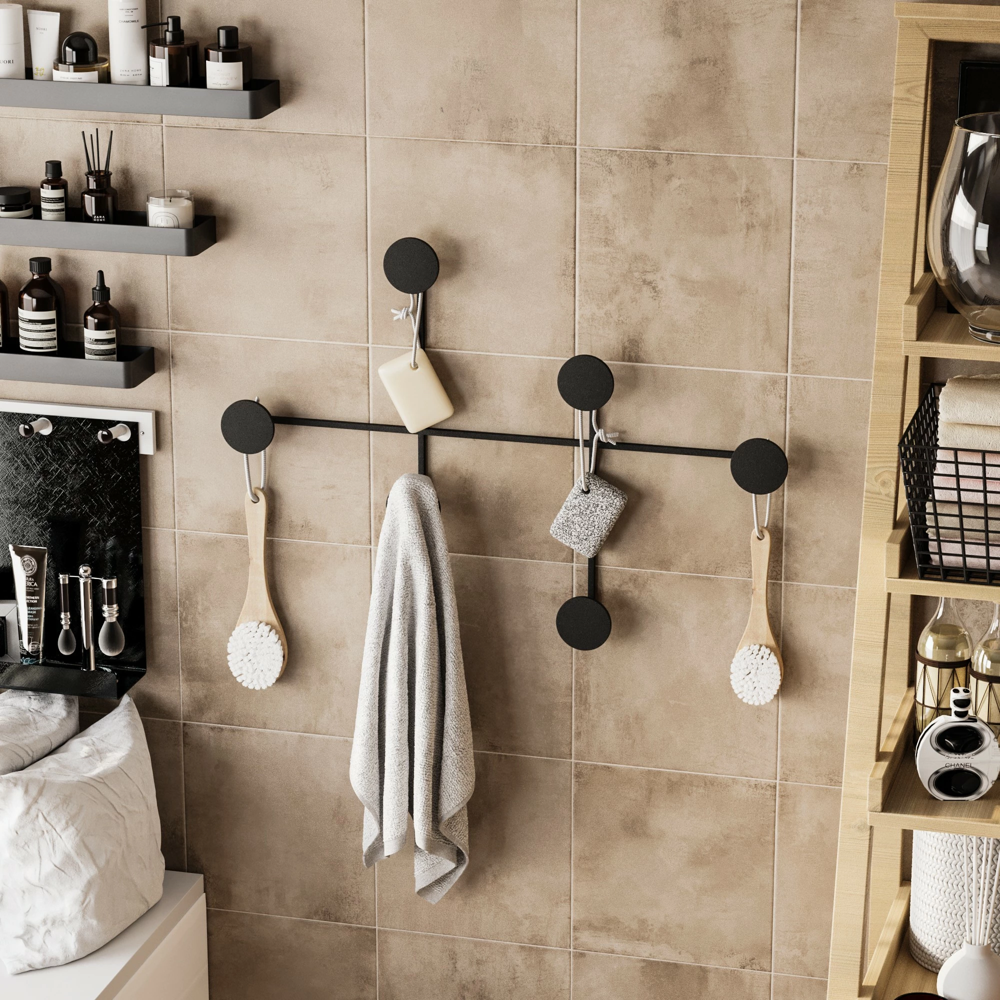 Varëse muri metalike Wallity, Dama, e zezë, 82x60x10cm