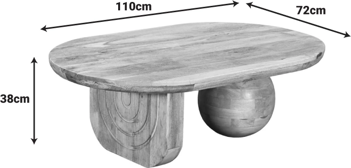 Tavolinë kafeje Kane, dru akacie i fortë, ngjyrë natyrale, 110x72x38cm