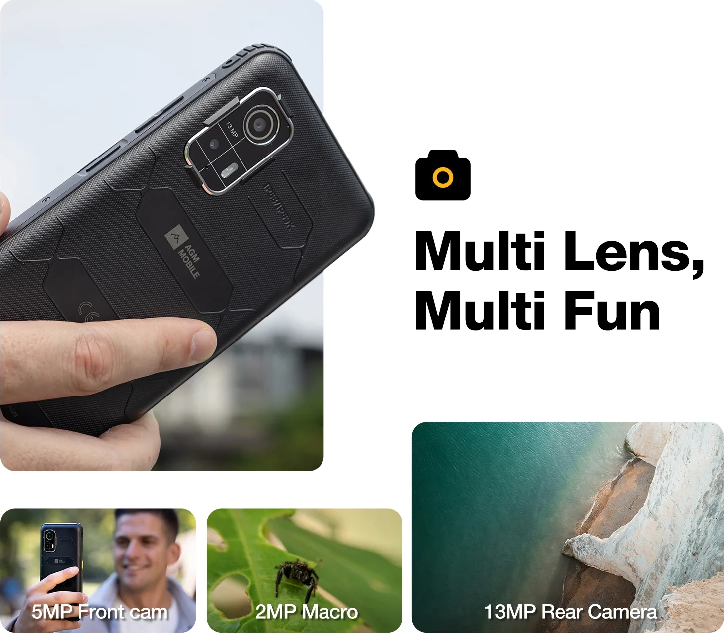 Celular AGM H Max 4GB/128GB, bateri 10,000 mAh, Android 14, ekran 6.56\" 90Hz, i zi