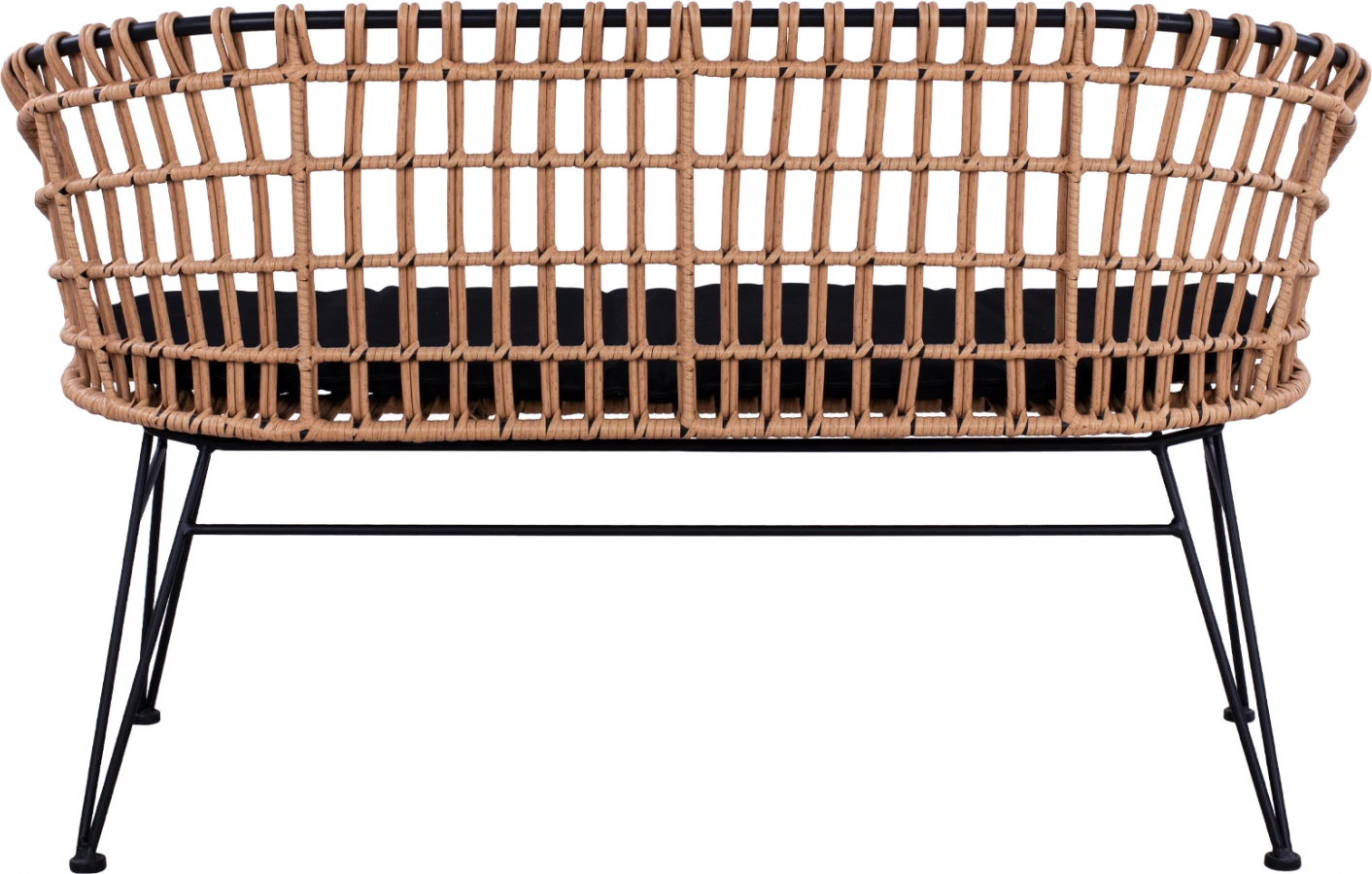 Bancë metalike Allegra FH5692 me thurje, ngjyrë zezë-bezhë, 124x57x77 cm