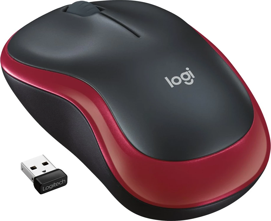 Maus Logitech M185, wireless, i zi/kuq