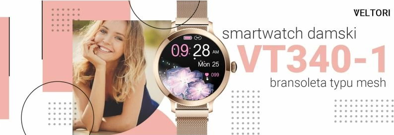 Smartwatch për femra VELTORI, rozë