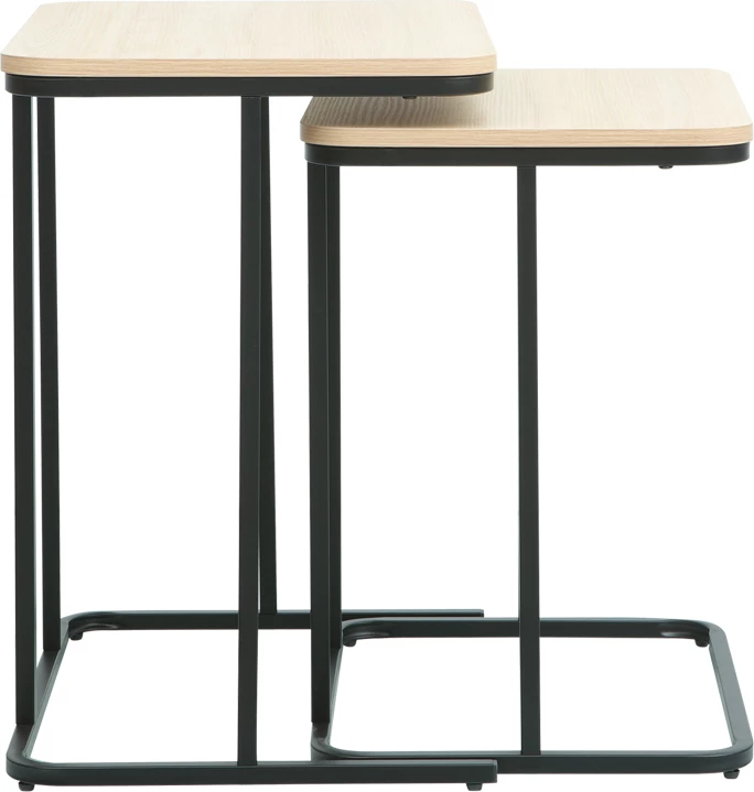 Tavolina anësore Dunest, ngjyrë natyrale, këmbë metalike të zeza, 54x40x60cm