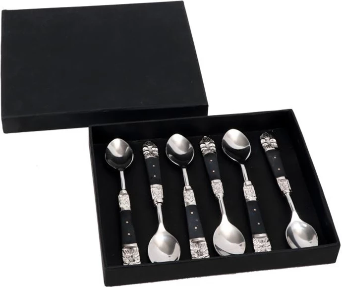 Set lugësh ëmbëlsirash ROYAL, 6 copë, çelik, dorezë rrëshirë e zezë, 15x3x1cm