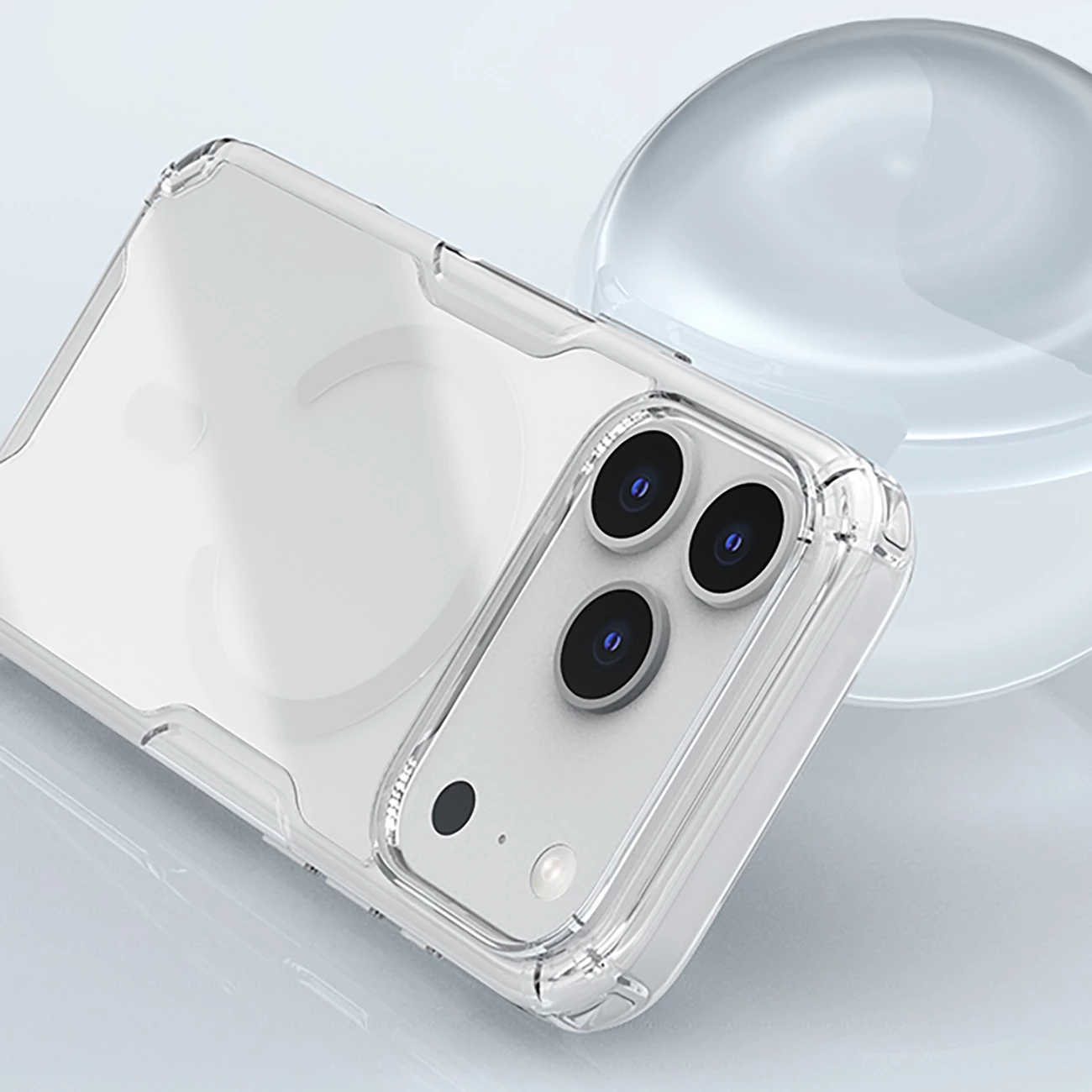 Mbështjellës Nillkin Nature TPU Pro MagSafe për iPhone 17 Pro, TPU+PC, qoshe me airbag, gjysmë-transparent, i bardhë