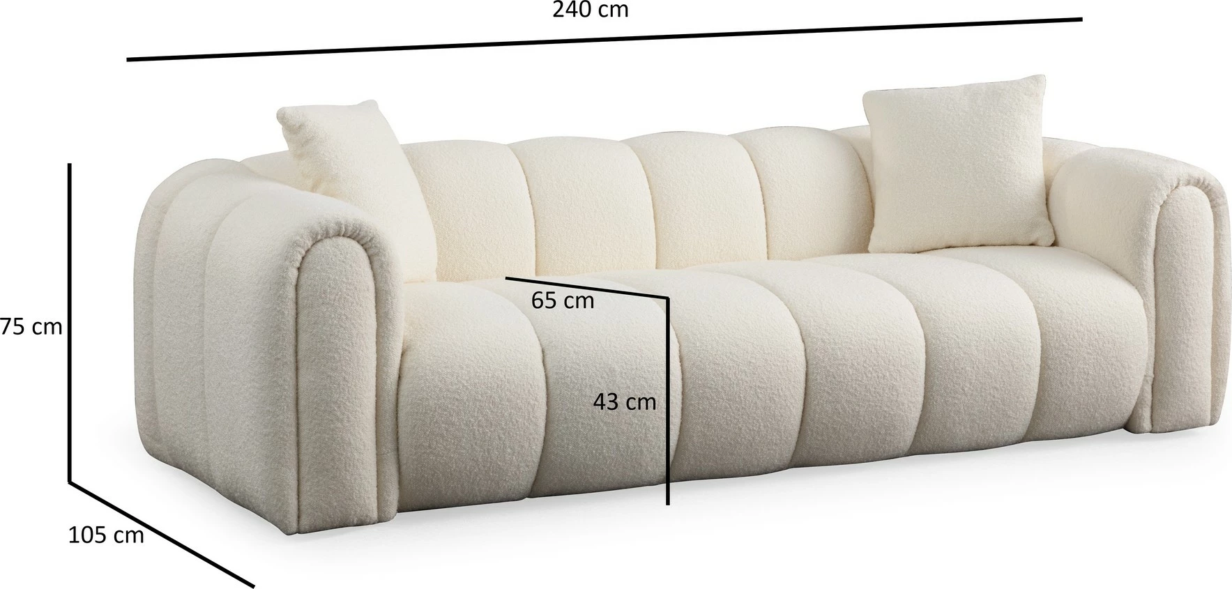 Divan treshe Atelier del Sofa Puffy, i bardhë